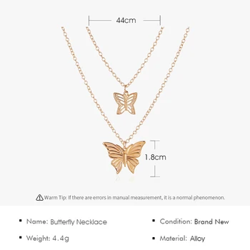 Móda Špeciálne Vzhľad Choker Šperky Dve vrstvy, Náhrdelník Duté Motýľ Prívesok pre Ženy Dlho Robustný Choker Šperky