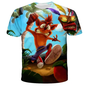 Letné Chlapci dievčatá 3D Crash Bandicoot T-Shirts deti Vlastné Krátke Sleeve T Košele kvalitný kostým vtipné detské oblečenie