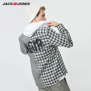 JackJones pánske Bavlna Skontrolovať Spájať Výšivky Dlho puzdre Tričko|220105527