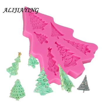 1Pcs Vianočný strom tvar Silikónové Fondant Formy Svadobnú Tortu Zdobenie Nástroje Candy Hliny Gumpaste Čokoláda Formy D0871