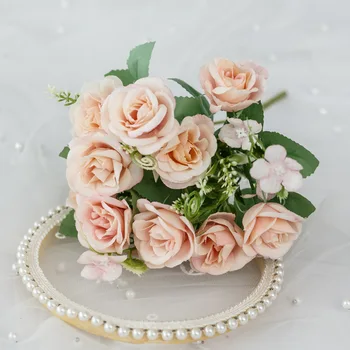 Umelé Kvety 10 hláv Rose Hodváb Krásne Falošné Kvety, Svadobné Valentines Kytice Svadobné Dekor pre Domáce Tabuľka Dekor Falošný