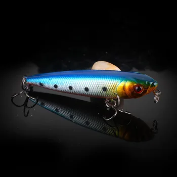 1Pcs 8cm 10g Topwater Wobbler 3D Oči Rybárske Lure Minnow Pevného Návnadu 3 Ryby Háčiky CrankFish Návnadu Plávajúce Rybárske Náčinie
