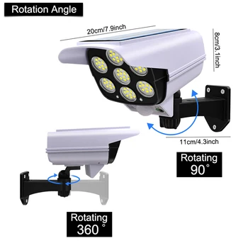 Diaľkové Solárny snímač pohybu Falošné Kamery Vonkajšie Svetlo LED Monitor Surveillance Camera Výkon 77 LED Nástenné Svietidlo Svetlo Bezpečnosti