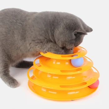 Tri Úrovne Mačiatko Hračka Plastové Veža Skladby Disk Tréning Zábavný Doska Mačka Inteligencie Zábavný Triple Disk Pet Hračky Loptu