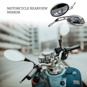 Motocykel Oválne Chrome Spätné Zrkadlá Univerzálny Kolo Spätné Zrkadlo Pre Motocykle Motocykel Bočné Zrkadlo Motocykel Časti