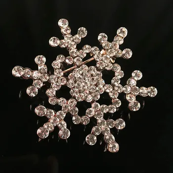 Dámske Luxusné Snowflake Šumivé Brošňa Pin Elegantné Crystal A Fahsion Drahokamu Svadobné Svadobné Šperky, Brošne Pre Dievčatá