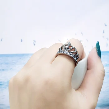 BFH 2019 Horúce Módne Svadby Láska Prstene Pre Ženy, Luxusné Zapojenie Elegantná Strieborná Farba Crystal Koruny Prst Nosiť Prsteň, Šperky