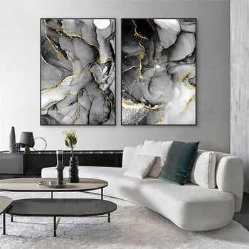 Home Decor Gold Luxusné Maľovanie na Plátno, Vytlačí Plagáty pre Obývacia Izba Moderné Abstraktné Wall Art Čierne Biele Módy Tlače
