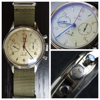 1963 Pilot Chronograf Hodinky Mužov Retro 38mm ST1901 Strane Vetra Mechanické Náramkové hodinky s Retro Air Force Hodiniek 40 mm, Tianjin, Čína