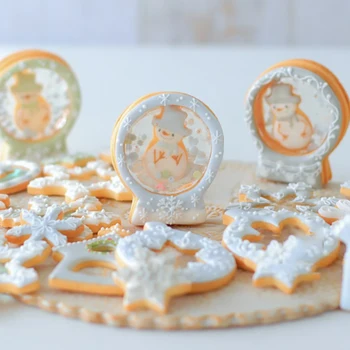 6pcs Vianočné Cookie Cutter Nehrdzavejúcej Ocele Crystal Ball Snowflake Dome Vianoce Vianočné Cookies Formy