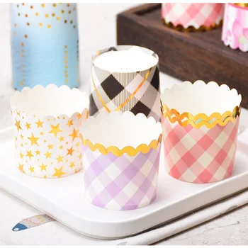 50 Ks Pozlátené Muffin Cupcake Papierové Poháre Cake Zdobenie Nástroje Pečenie Príslušenstvo Cupcake Formy Sviatočné Balenie Pre Dovolenku
