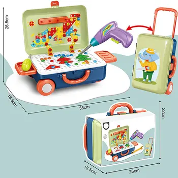 3D DIY Tehly Hračky, Mozaiky, Puzzle, Hračky detské Vzdelávacie Demontáž Montessori Hra Deti Elektrické Vŕtacie Skrutka Nastavenie