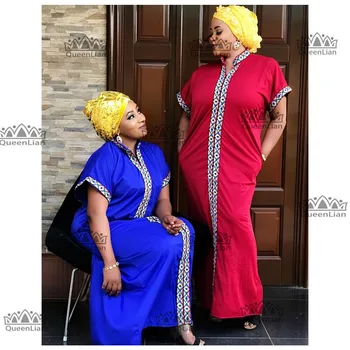 2019 Jar Tradičné Africké Golier, Dlhé Šaty bazin Oblečenie Žien Tlač Voľné Veľkosť s Dashiki Pre Lady(CP06#)
