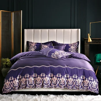 Nové bavlna satén čipky posteľná bielizeň sady solid farba biela ružová šedá posteľ nastaviť kráľovná king size perinu posteľ plechové montované plechové nastaviť