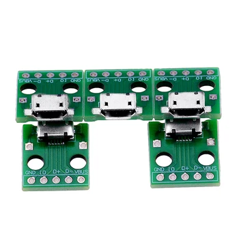10PCS MICRO USB Na DIP Adaptér 5pin Samica Konektor B Typu PCB Converter Breadboard Dosky vypínača SMT Matka Sedadla