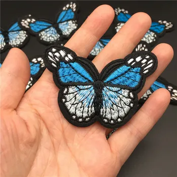 1PCS Blue Butterfly Veľkosť: 6.9x4.6typ Žehlička Na Patch pre Oblečenie, Odznak, Vyšívané Nálepky Appliques Dekoratívnym Pruhom pre Oblečenie