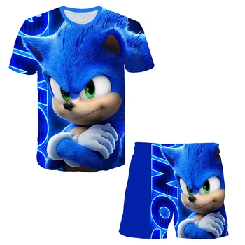 Detské Oblečenie Sady Sonic T Shirt Chlapcov Deti Tshirts Nohavice Deti, Dievčatá, Topy, Tričká Detské Oblečenie Krátky Rukáv Dospievajúce Dievčatá Košele