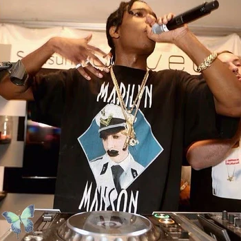Marilyn Manson T-shirt Asap Rocky T Shirt Muži Ženy Bežné Hiphop Tshirts