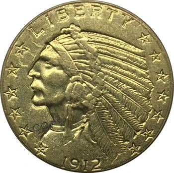 Spojené Štáty 1912 5 Dolár zlaté mince Zberateľské Mosadz Kópiu Mince