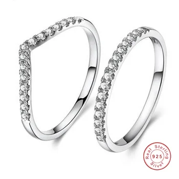 Módne Jednoduché 925 Sterling Silver Kvapka Vody Prst Prstene Sady Umožňujú Simulovať Diamond Svadobné Tenký Krúžok pre Ženy, Dievča, Šperky