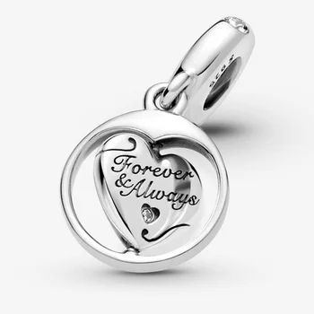2021 Nové 925 Sterling Silver Korálky Spinning Navždy & Vždy spriaznenú dušu Charms Fit Pôvodné Pandora Náramok Ženy DIY Šperky