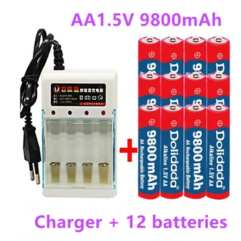 4-16pcs Novú Značku AA batérie 9800 mah nabíjateľná batéria AA 1,5 V Nabíjateľná Nové Alcalinas drummey + pre Dodanie Zdarma