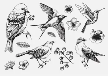 Retro kvet, vták Jasné, Pečiatka Alebo pečiatka pre DIY Scrapbooking/Karty Tvorby/Deti Zábavné Dekorácie Dodávky A781