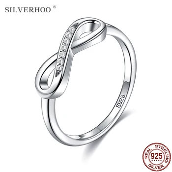 SILVERHOO Nekonečnej Lásky Prstene Pre Ženy 925 Sterling Silver 8 Tvar Ženský Prsteň Zásnubný Svadobné Šperky Prispôsobiť Prítomný