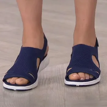 Ženy Letné Sandále Ležérne Topánky Pevné Farebné Platformy Sandále Slip-On Otvorené Prst Chaussure Femme Pláž Byty Dámske Topánky