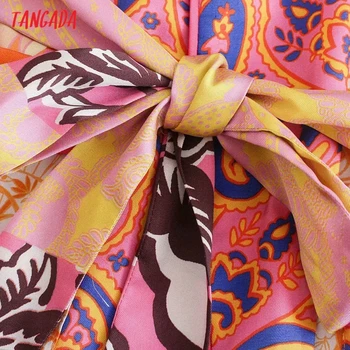 Tangada Ženy Vintage Boho Kvety Tlače Kimono Tričko S Lomka Dlhý Rukáv Elegantné Ženy Príležitostné Voľné Tričko 3H756