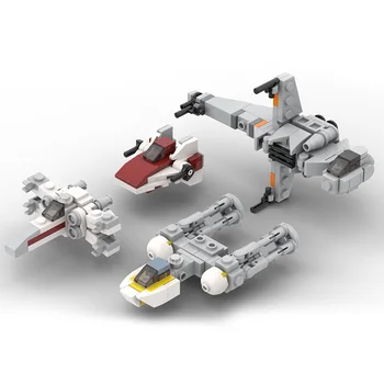 BuildMoc Tvorca Expert Zbrane Rebel Starfighters -Pôvodnej Trilógie X-Wing, Y-Wing, A-Wing a B-Wing Fighter Stavebné Bloky Hračka