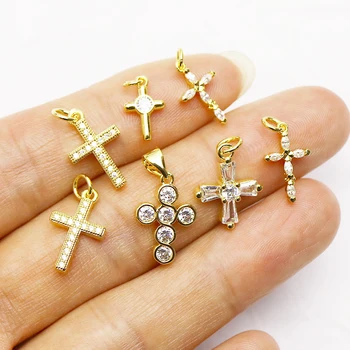 20 Ks Zirconia Kríž Charms šperkov Náhrdelník prívesok Mix tvar šperky ženy príslušenstvo Šperky, prívesky 8216