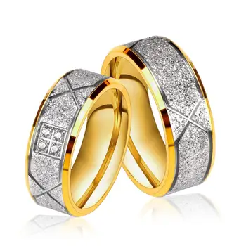 LUXUKISSKIDS Módne Šperky, Snubné prstene Krúžky pre Pár Zapojenie Zlatá Farba Zirkón Nerezový Krúžok Prítomné Na Predaj