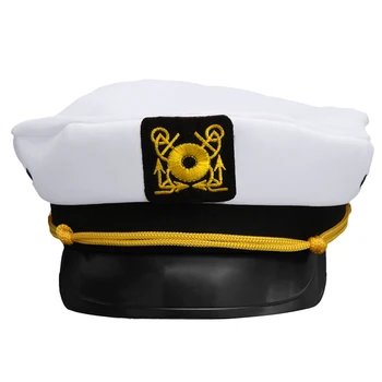 2021 Nový Vintage White Nastaviteľné Kapitán Námorníci Navy Kapitán Lodičky Vojenský Klobúk Spp Dospelých Strany Maškarný Unisex