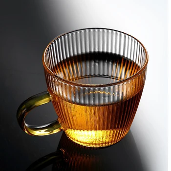 1PC Mliečne Sklo Šálku Čaju Transparentné poháre na Víno, Japonský Vertikálny Vzor Pohár Žien Pitnej Cup Domov Malé Pitie Kávy Pohár