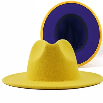 Patchwork Plstený Klobúk Ženy Muži Široký Okraj Vlna Jazz Fedora Klobúky Panama Plstený Klobúk Spp Trend Gambler Hat Veľkoobchod