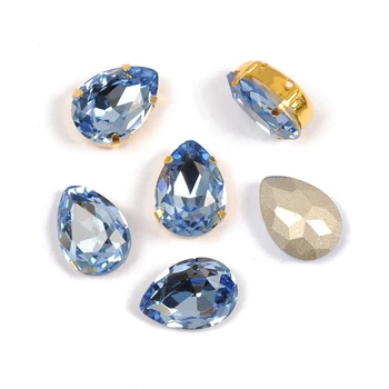 YANRUO 4320 Všetkých Veľkostí Light Sapphire Kvapka Bod Späť Kamienkami Crystal Kamienkami Šitie Kamene DIY Príslušenstvo Šperky