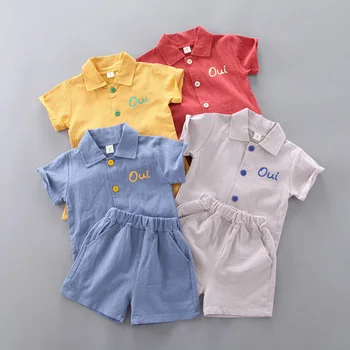 Baby Chlapci Oblečenie Sady, detské Letné Krátky Rukáv Topy + Šortky 2 ks Oblečenia kórejský Módne Chlapčenské Obleky Dieťa Mušelínu Oblečenie