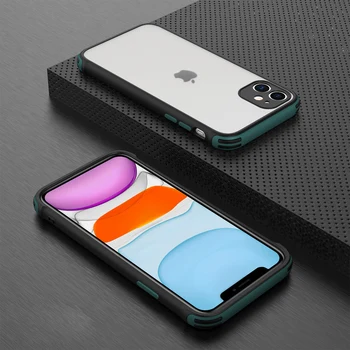 Fotoaparát Ochrany Dvojité Farba Telefón puzdro pre iPhone 12 11Pro Max XR XS 7 8 Plus 12 Mini SE 2020 Hybrid Brnenie Priehľadný Kryt