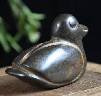 Hongshan kultúra antického jade čierny železný meteorit Malá kačica socha