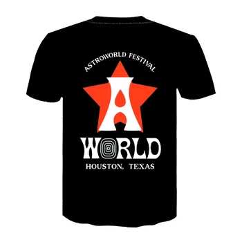 Scott Travis AstroWorld Tour T-shirt Muži Ženy Kanye Lete Krátky Rukáv Hip Hop Tričko Homme Harajuku t shirt Camiseta