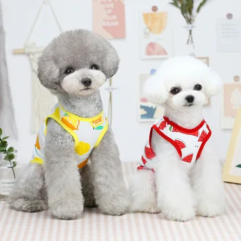 Psa oblečenie letné nový štýl teddy pes, pet oblečenie päť-farba ovocia vesta roztomilý tenké časti