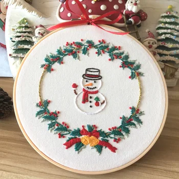 Vianočné Vyšívanie Snow Man Zvony Začiatočníkov S Výšivky Haly, Šijacia Súprava Cross-stitch Ručné práce Vianoce Dekorom Vianočné Darčeky