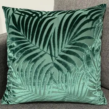 Pevné Jednoduché Žakárové Palmové Listy Posteľ, Vankúš Sofa Dekoratívne Rezanie Velvet Hodiť obliečka na Vankúš Zelená Domáce Dekorácie