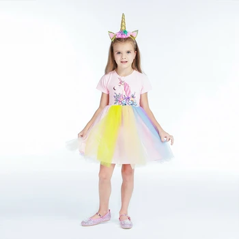 3-10 Y Princezná Šaty Jednorožec plesové Šaty Boutique Oblečenie Dievčatá Šaty Deti Deťom Narodeninovú oslavu Teen Vestidos