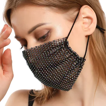2021 Sexy Crystal Masku Na Tvár Fashion Kamienkami Bižutérie Pre Ženy Lesk Úst Maska Pre Maškaráda Strany Nočný Klub