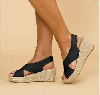 Zapatos de cuña para mujer, Sandalias de tacón alto, chanclas, plataforma, de talla grande 34-43, para verano, 2021