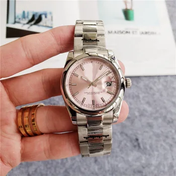 Luxusné Luxusné Náramkové hodinky Ženy Hodinky Datejust z Nerezovej Ocele, Automatické Mechanické Zafírové Sklo Strieborná Ružová Sledovať 36 mm