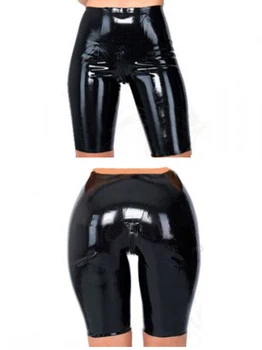 Nové koleno dĺžke gumy čierne latexové nohavice boxerky s rozkroku zips zákazku