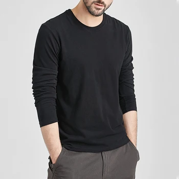 Pánske bavlnené tričká dlhý s plochým dnom farbou mužov a žien v teple T-košele Slim bežné krátke tričko topy